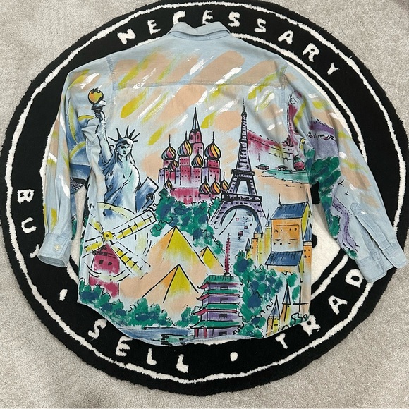 Vintage Kolorway Hand Painted Oversized Denim Button Down - Picture 3 of 8